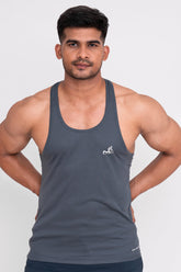 Rocklike Gym Vest Stringer for Men Dark Grey